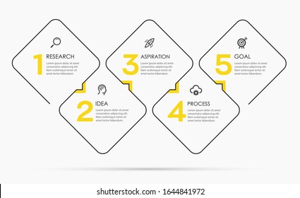 Vector Infographic thin line design with icons and 5 options or steps. Infographics for business concept. Can be used for presentations banner, workflow layout, process diagram, flow chart, info graph