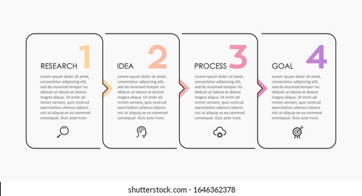 Vector Infographic thin line design with icons and 4 options or steps. Infographics for business concept. Can be used for presentations banner, workflow layout, process diagram, flow chart, info graph