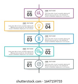 Vector Infographic thin line design with icons and 5 options or steps. Infographics for business concept. Can be used for presentations banner, workflow layout, process diagram, flow chart, info graph