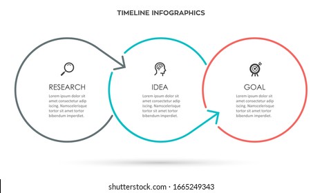 Vector Infographic thin line design with icons and 3 options or steps. Infographics for business concept.  