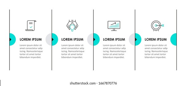 Vector Infographic thin line design with icons and 4 options or steps. Infographics for business concept. Can be used for presentations banner, workflow layout, process diagram, flow chart, info graph