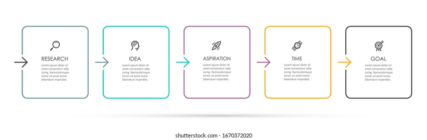 Vector Infographic thin line design with icons and 5 options or steps. Infographics for business concept. Can be used for presentations banner, workflow layout, process diagram, flow chart, info graph