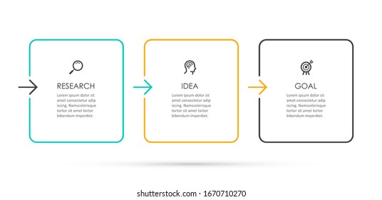 Diseño de línea delgada Vector Infographic con iconos y 3 opciones o pasos. Infografía para el concepto de negocio. Se puede utilizar para presentaciones banner, diseño de flujo de trabajo, diagrama de procesos, diagrama de flujo, gráfico de información