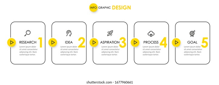 Vector Infographic thin line design with icons and 5 options or steps.