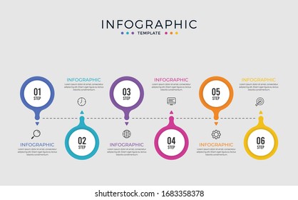 Vector Infographic thin line design with icons and 6 options or steps.