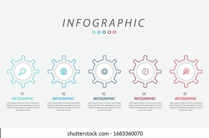 Diseño de línea delgada Vector Infographic con iconos y 5 opciones o pasos.