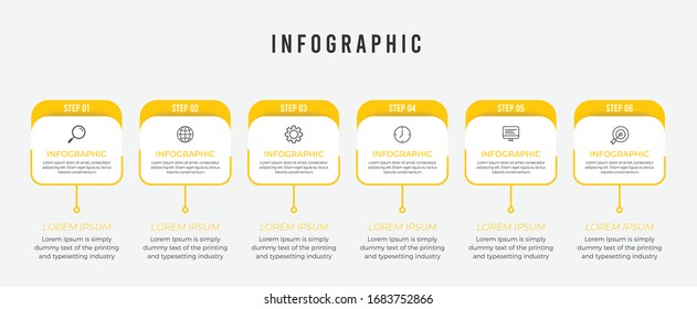 Vector Infographic thin line design with icons and 6 options or steps.
