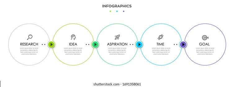 Vector Infographic thin line design with icons and 5 options or steps. Infographics for business concept.