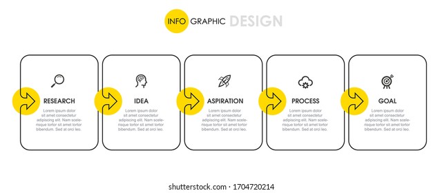 Diseño de línea delgada Vector Infographic con iconos y 5 opciones o pasos.