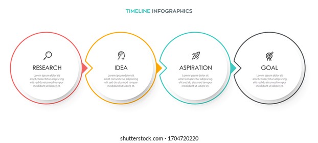 Diseño de línea delgada Vector Infographic con iconos y 4 opciones o pasos.