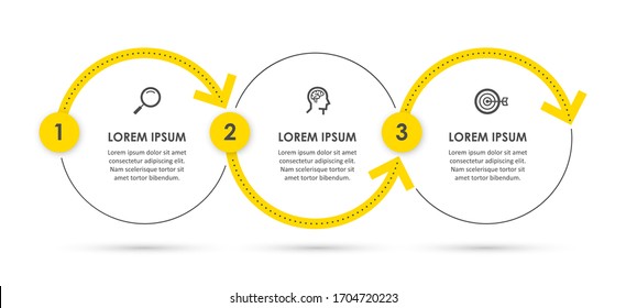 Vector Infographic thin line design with icons and 3 options or steps.