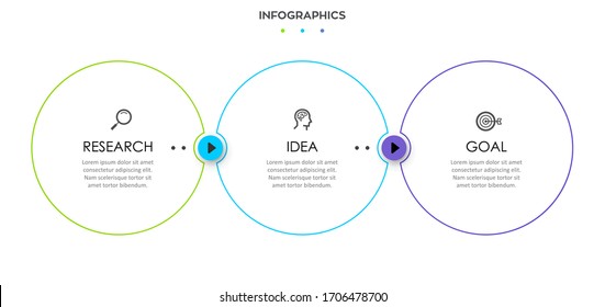Vector Infographic thin line design with icons and 3 options or steps. Infographics for business concept.