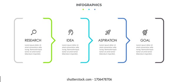 Vector Infographic thin line design with icons and 4 options or steps. Infographics for business concept.