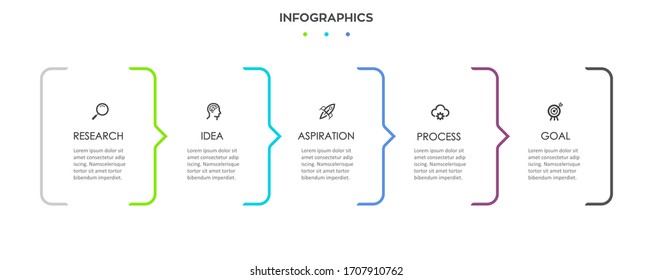 Vector Infographic thin line design with icons and 5 options or steps. Infographics for business concept.