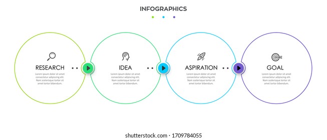 Vector Infographic thin line design with icons and 4 options or steps. Infographics for business concept.