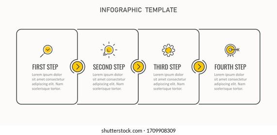 Vector Infographic thin line design with icons and 4 options or steps.