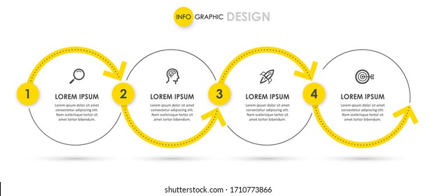 Vector Infographic thin line design with icons and 4 options or steps.