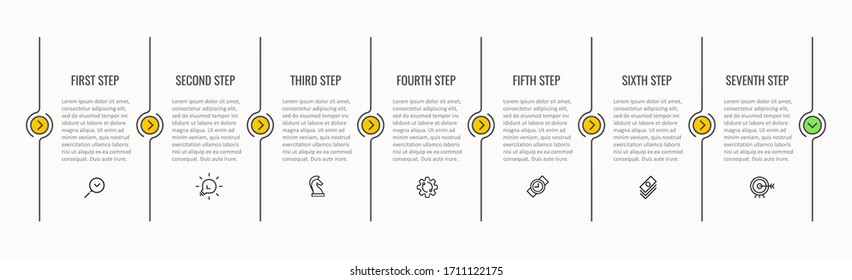 Vector Infographic thin line design with icons and 7 options or steps.