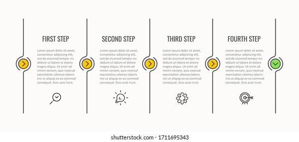 Vector Infographic thin line design with icons and 4 options or steps. Infographics for business concept. Can be used for presentations banner, workflow layout, process diagram, flow chart, info graph