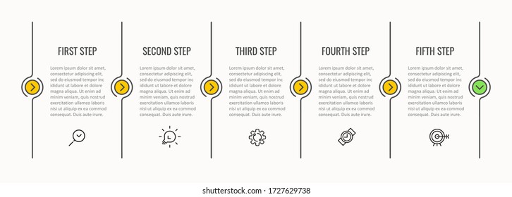 Vector Infographic thin line design with icons and 5 options or steps. Infographics for business concept. Can be used for presentations banner, workflow layout, process diagram, flow chart, info graph