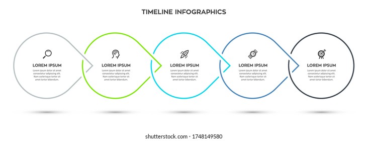Vector Infographic thin line design with icons and 5 options or steps. Infographics for business concept.