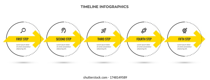 Vector Infographic thin line design with icons and 5 options or steps.