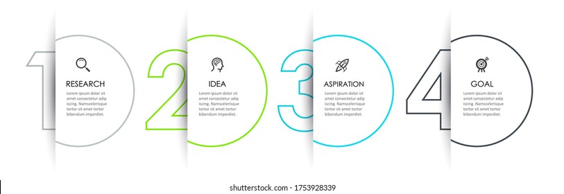 Vector Infographic thin line design with icons and 4 options or steps. Infographics for business concept.