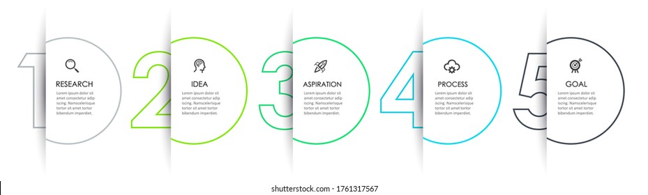 Vector Infographic thin line design with icons and 5 options or steps. Infographics for business concept.