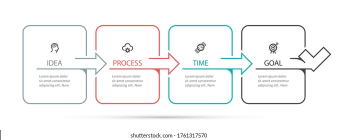 Vector Infographic thin line design with icons and 4 options or steps. Infographics for business concept. Can be used for presentations banner, workflow layout, process diagram, flow chart, info graph