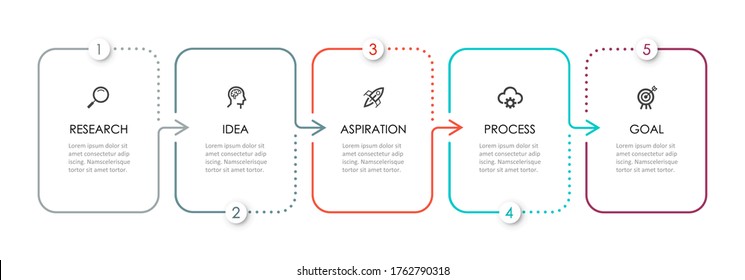 Vector Infographic thin line design with icons and 5 options or steps. Infographics for business concept. Can be used for presentations banner, workflow layout, process diagram, flow chart, info graph