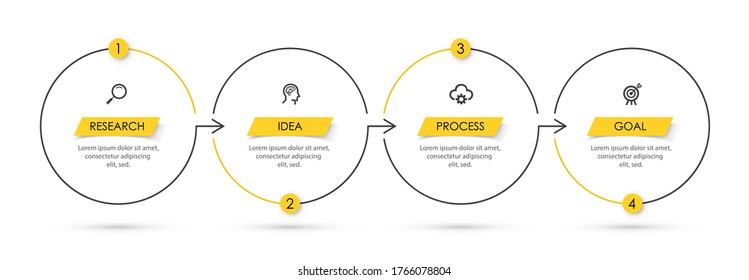 Vector Infographic thin line design with icons and 4 options or steps. Infographics for business concept. Can be used for presentations banner, workflow layout, process diagram, flow chart, info graph