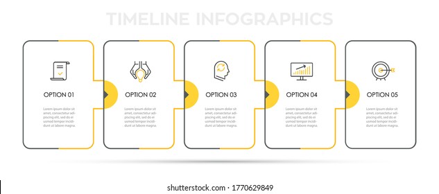 Vector Infographic thin line design with icons and 5 options or steps. Infographics for business concept. Can be used for presentations banner, workflow layout, process diagram, flow chart, info graph