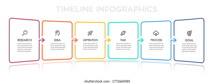 Vector Infographic thin line design with icons and 6 options or steps. Infographics for business concept. Can be used for presentations banner, workflow layout, process diagram, flow chart, info graph