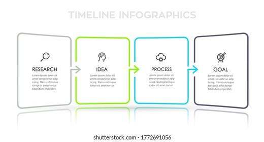 Vector Infographic thin line design with icons and 4 options or steps. Infographics for business concept. Can be used for presentations banner, workflow layout, process diagram, flow chart, info graph