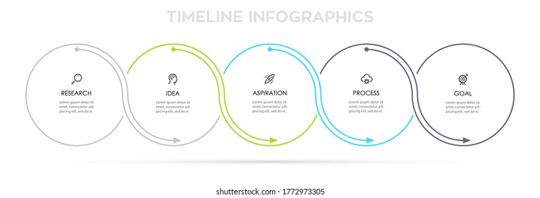 Diseño de línea delgada Vector Infographic con iconos y 5 opciones o pasos. Infografía para el concepto de negocio. Se puede utilizar para presentaciones banner, diseño de flujo de trabajo, diagrama de procesos, diagrama de flujo, gráfico de información