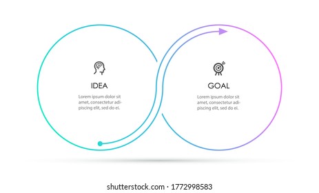 Vector Infographic thin line design with icons and 2 options or steps. Infographics for business concept. Can be used for presentations banner, workflow layout, process diagram, flow chart, info graph