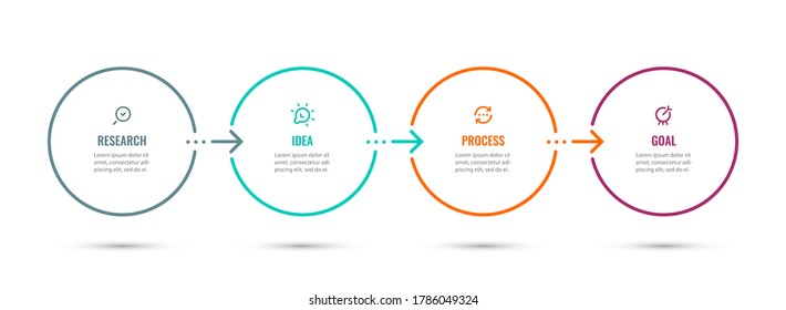 Vector Infographic thin line design template with icons and 4 options or steps. Can be used for process diagram, presentations, workflow layout, banner, flow chart, info graph.
