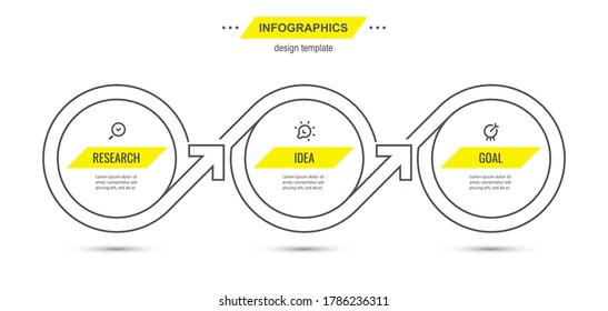 Vector Infographic thin line design template with icons and 3 options or steps.  Can be used for process diagram, presentations, workflow layout, banner, flow chart, info graph.