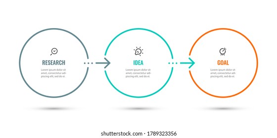 Vector Infographic thin line design template with icons and 3 options or steps. Can be used for process diagram, presentations, workflow layout, banner, flow chart, info graph.