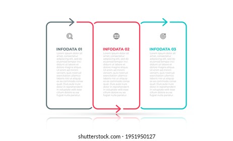 Etiqueta de diseño de línea delgada de infografía vectorial con iconos. Concepto de negocio con 3 opciones, pasos, partes.