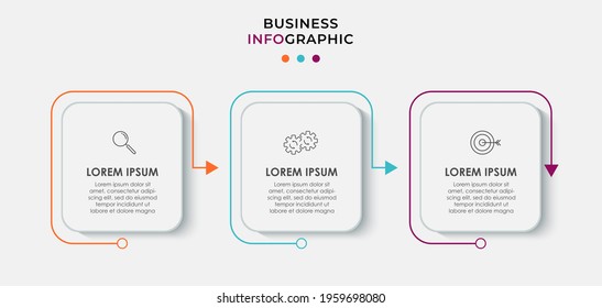 Vector Infographic thin line design business template with icons and 3 options or steps. Can be used for process diagram, presentations, workflow layout, banner, flow chart, info graph