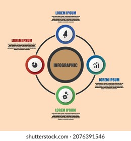 Vector Infographic thin line design template with icons and 4 options or steps. 