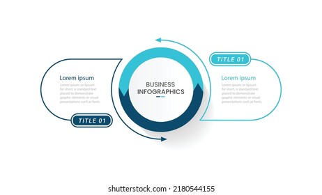 Vector infographic thin line design with marketing icons. Business concept with 2 options, steps or processes.