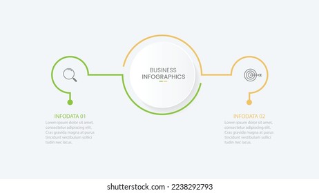 Vector infographic thin line design with marketing icons. Business concept with 2 options, steps or processes.