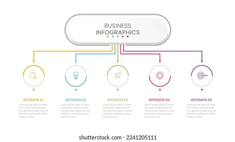 Vector infographic thin line design with marketing icons. Business concept with 5 options, steps or processes.