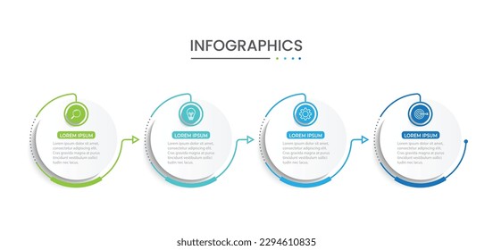 Vector infographic thin line design with marketing icons. Business concept with 4 options, steps or processes.