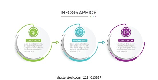 Vector infographic thin line design with marketing icons. Business concept with 3 options, steps or processes.