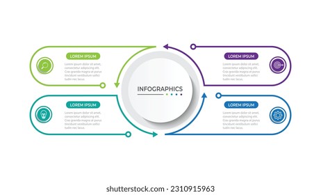 Vector infographic thin line design with marketing icons. Business concept with 4 options, steps or processes.