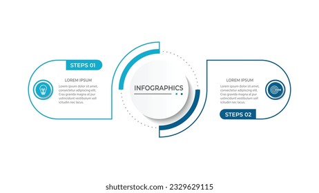 Vector infographic thin line design with marketing icons. Business concept with 2 options, steps or processes.