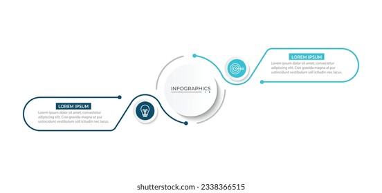 Vector infographic thin line design with marketing icons. Business concept with 2 options, steps or processes.